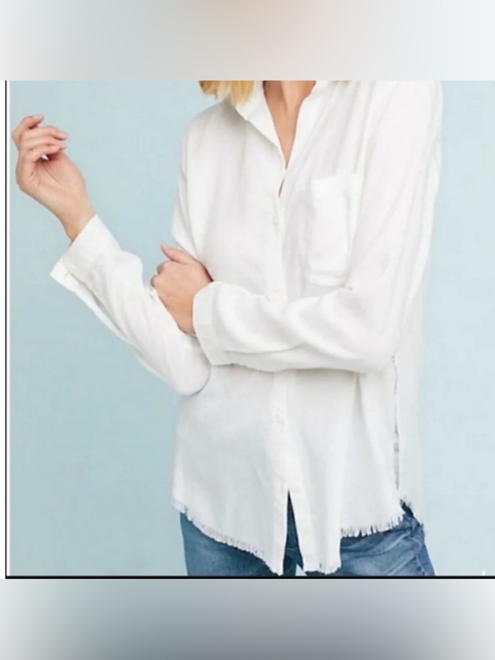 Cloth and Stone frayed edge white shirt-S